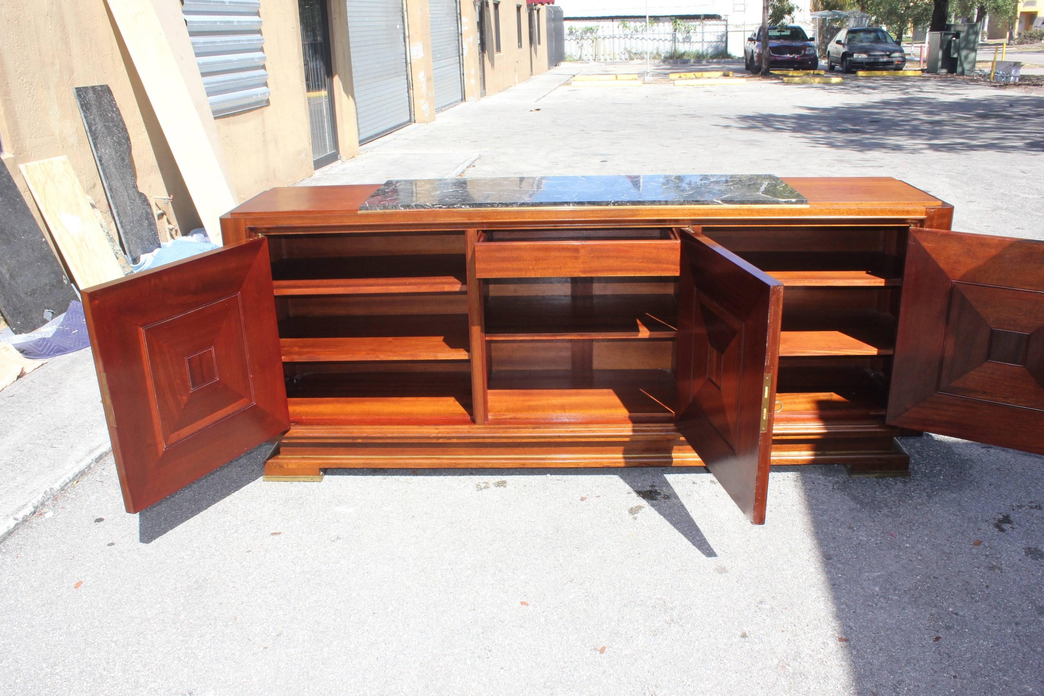 Mid-20th Century Masterpiece French Art Deco Solid Mahogany Sideboard or Buffet by Maxime Old