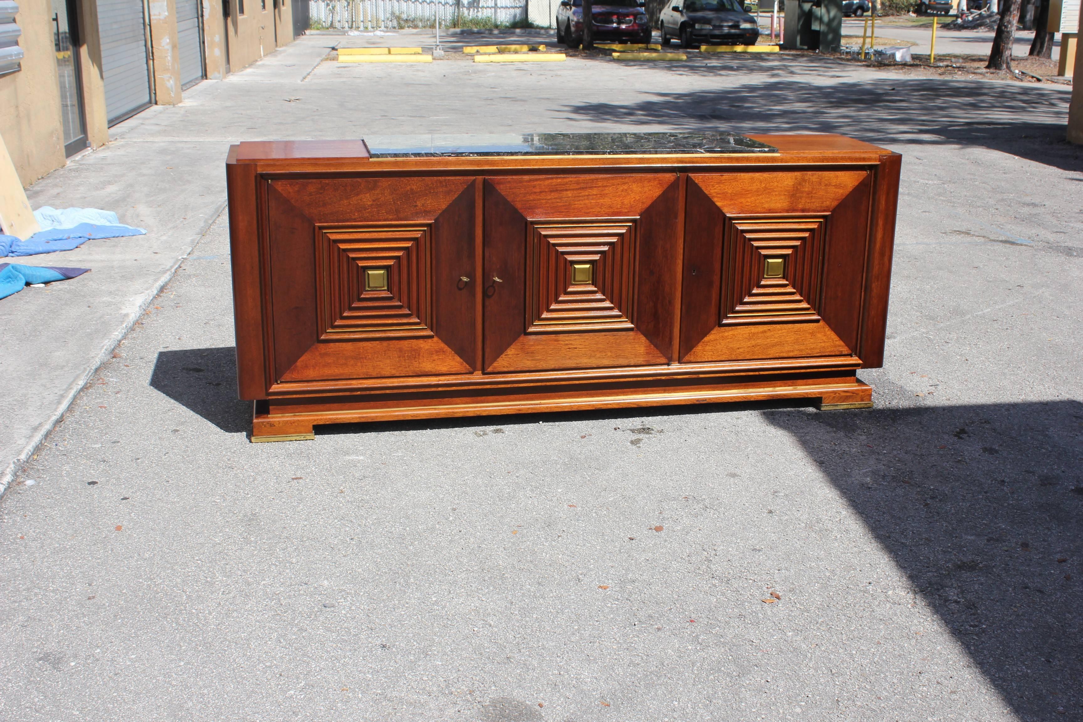 Masterpiece French Art Deco Solid Mahogany Sideboard or Buffet by Maxime Old 1