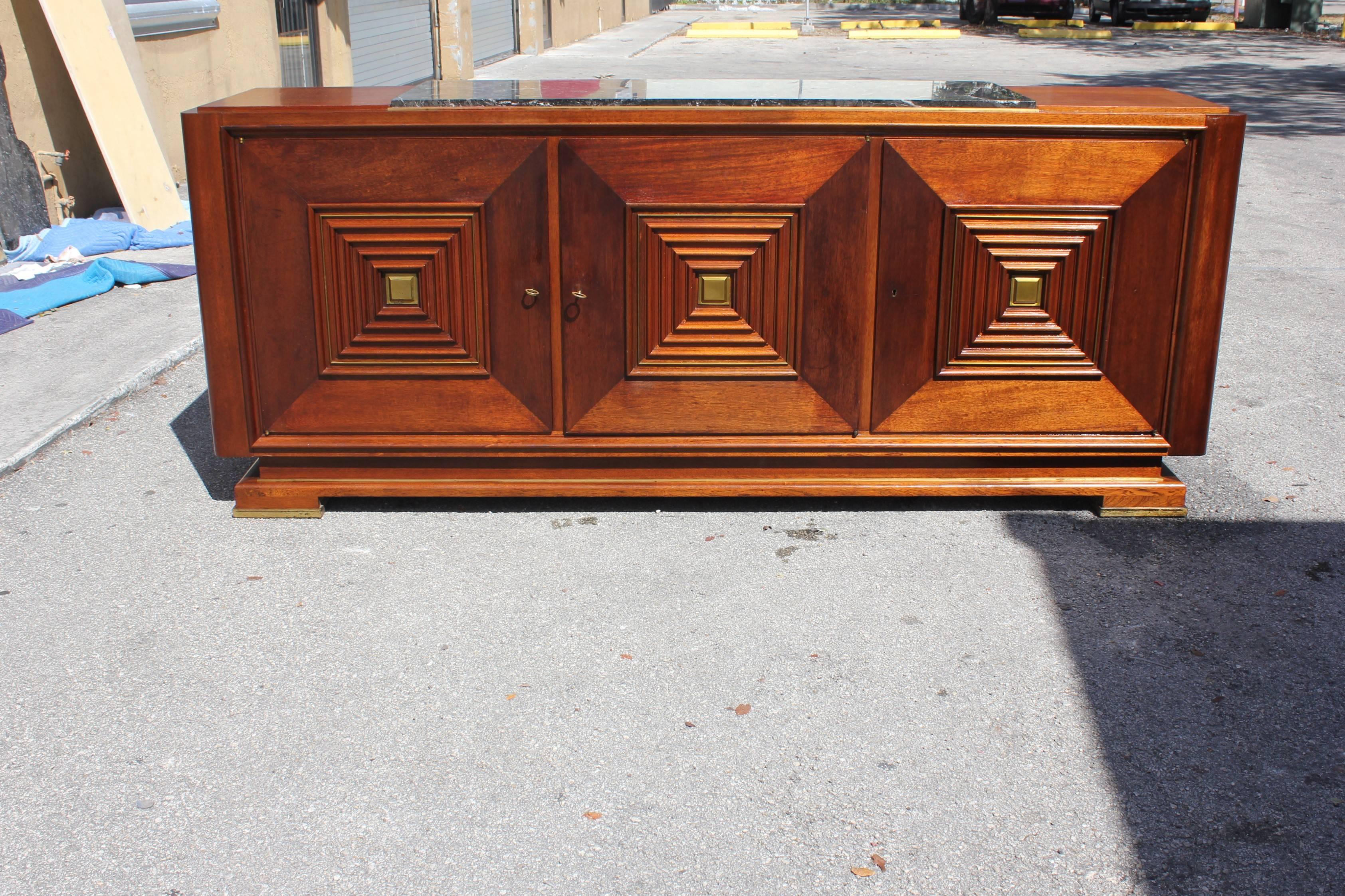 Masterpiece French Art Deco Solid Mahogany Sideboard or Buffet by Maxime Old 2