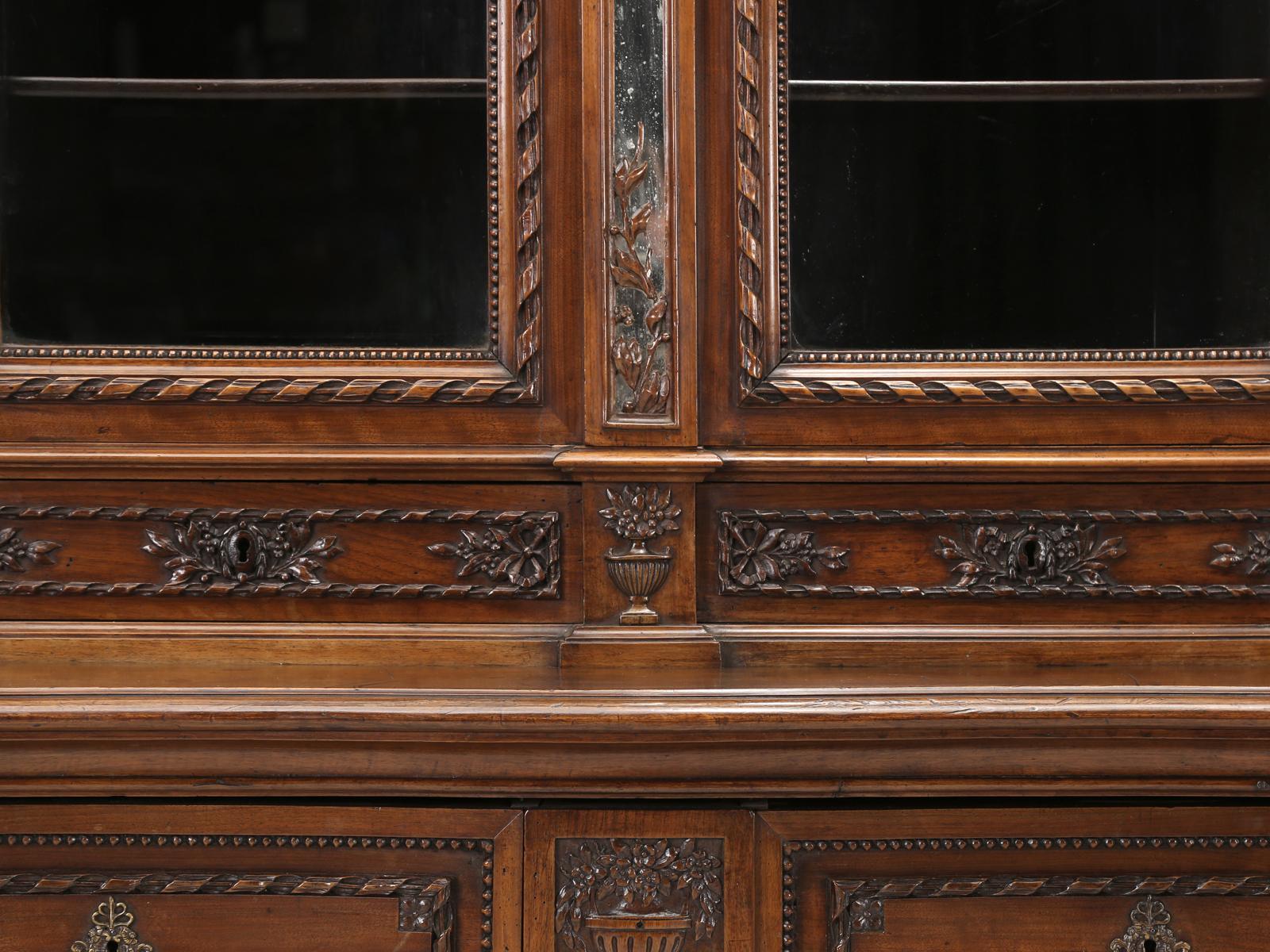 Masterpiece, French Hand-Carved Walnut China Cabinet of Unbelievable Quality For Sale 4