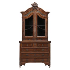 Antique Masterpiece, French Hand-Carved Walnut China Cabinet of Unbelievable Quality