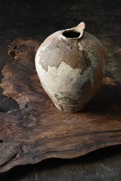 Japanese Antique Pottery Jar/1500s/"Shigaraki Ware"/Wabisabi Vase