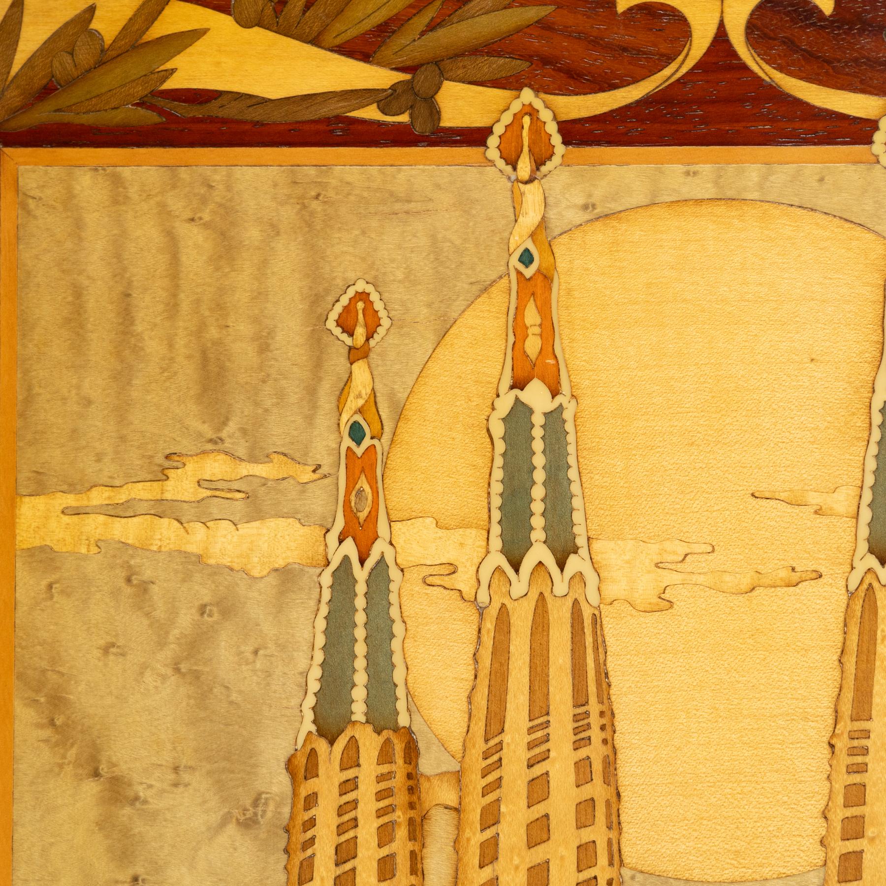 Obra Maestra de Marquetería de la Sagrada Familia de Gaudí - Firmada por J. Ordoñez en venta 3