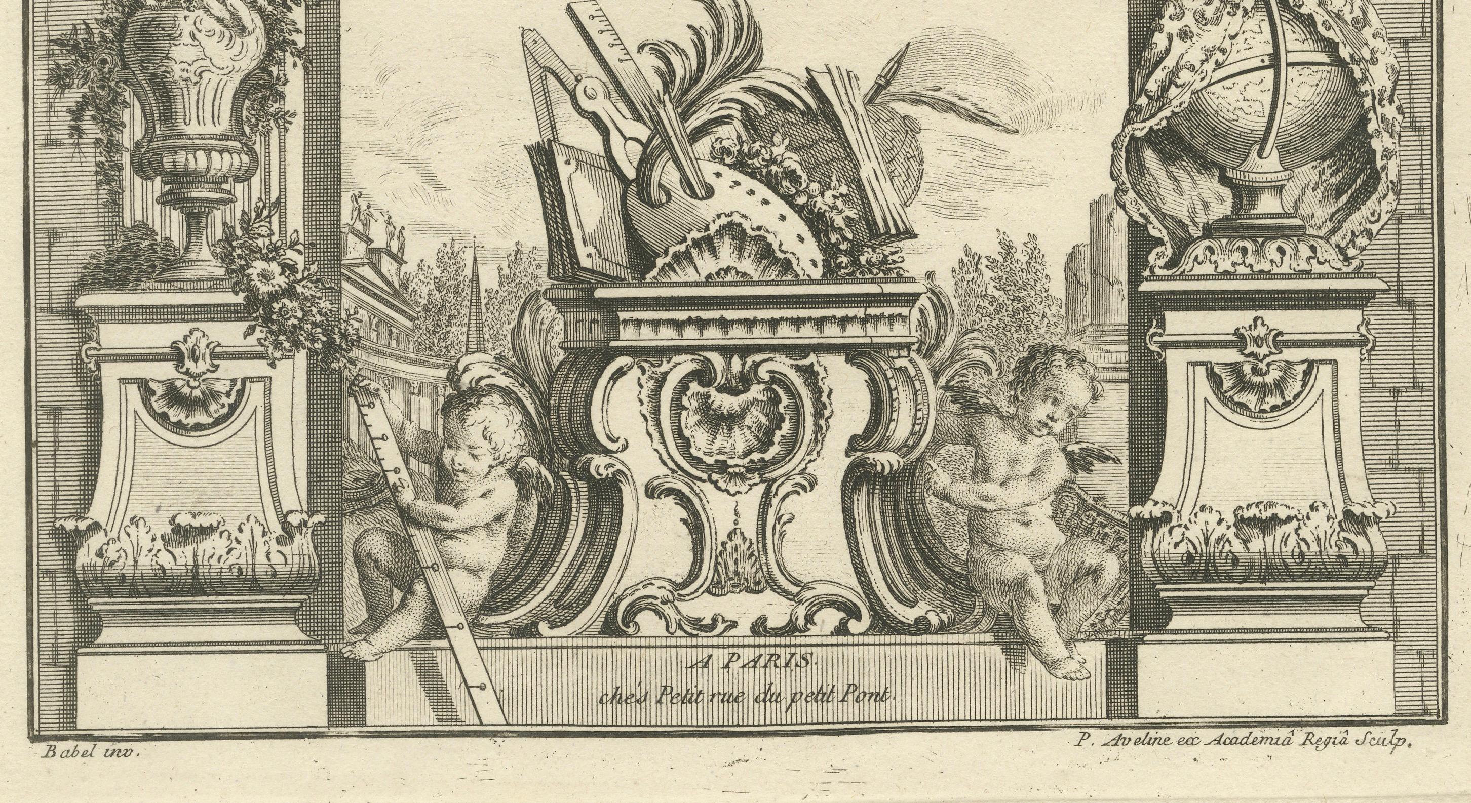 Engraved Masterpieces of Architecture and Ornamentation: Decorative Title Page from 1766 For Sale