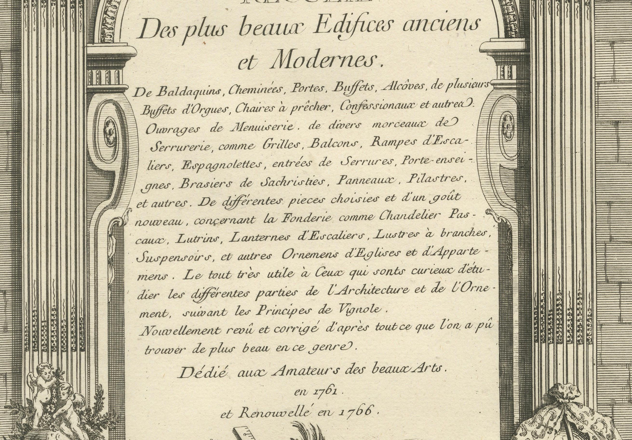 Masterpieces of Architecture and Ornamentation: Decorative Title Page from 1766 In Good Condition For Sale In Langweer, NL