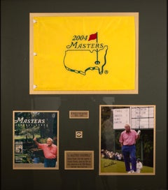 Masters 2004 Arnold Palmer Signed Photograph, Flag, & Pin in Memorabilia Frame