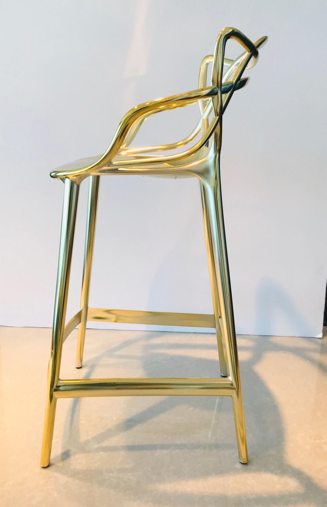 Masters Bar Stools In Metallic Gold by Kartell, Set of Three 1