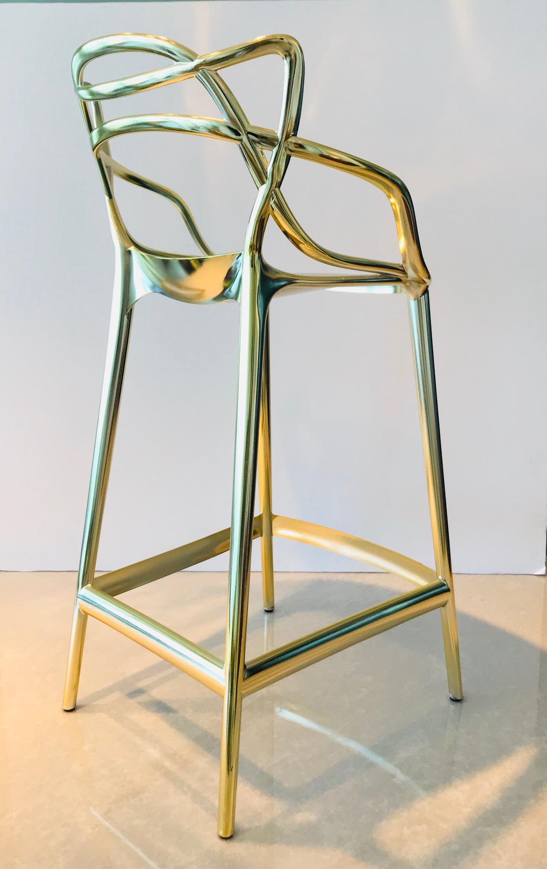 Masters Bar Stools In Metallic Gold by Kartell, Set of Three 2