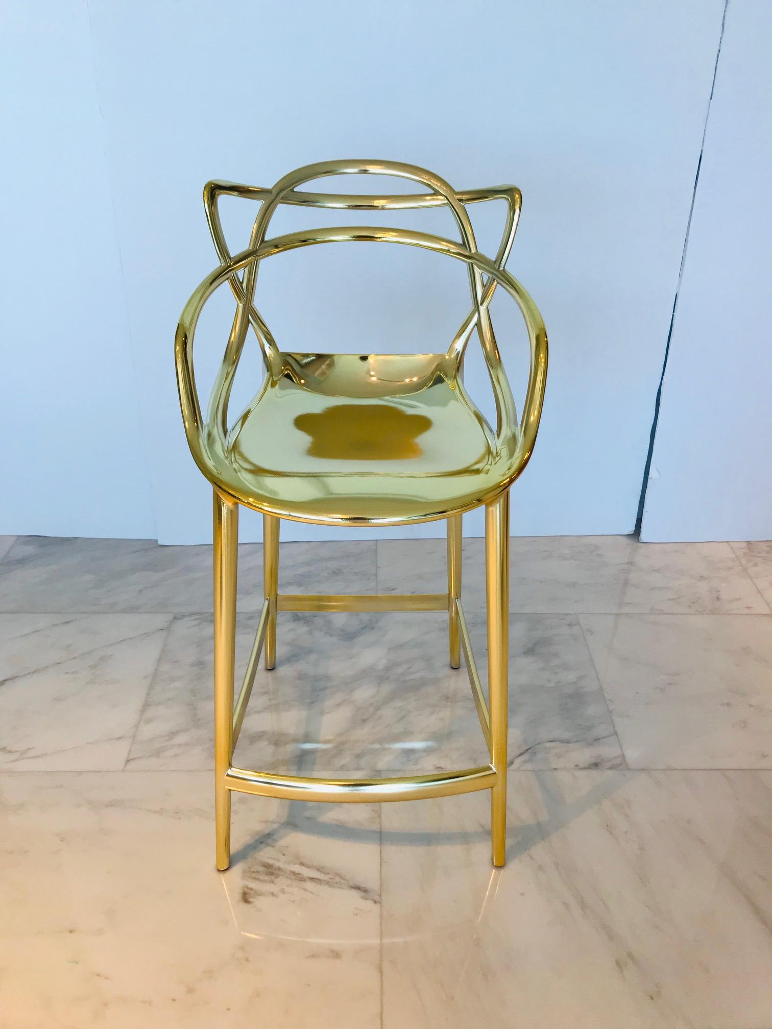 Masters Bar Stools In Metallic Gold by Kartell, Set of Three 5