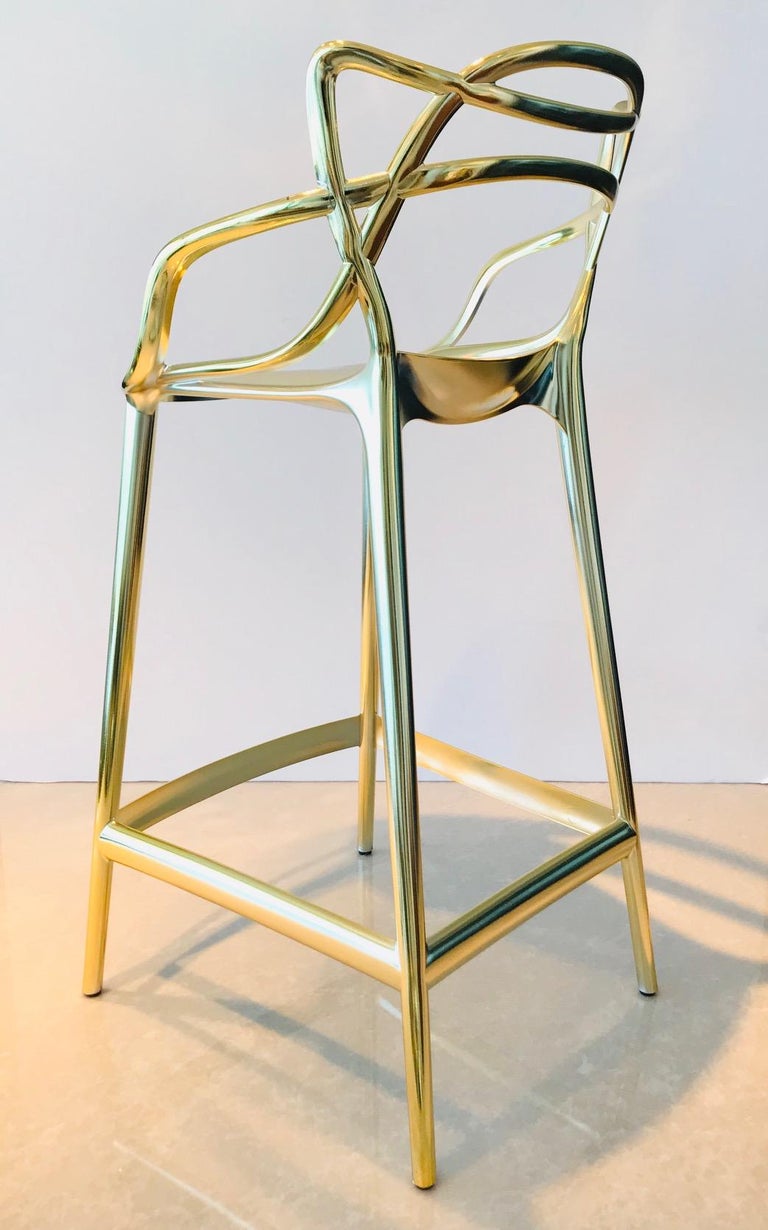Masters Bar Stools In Metallic Gold by Kartell, Set of Three at 1stDibs