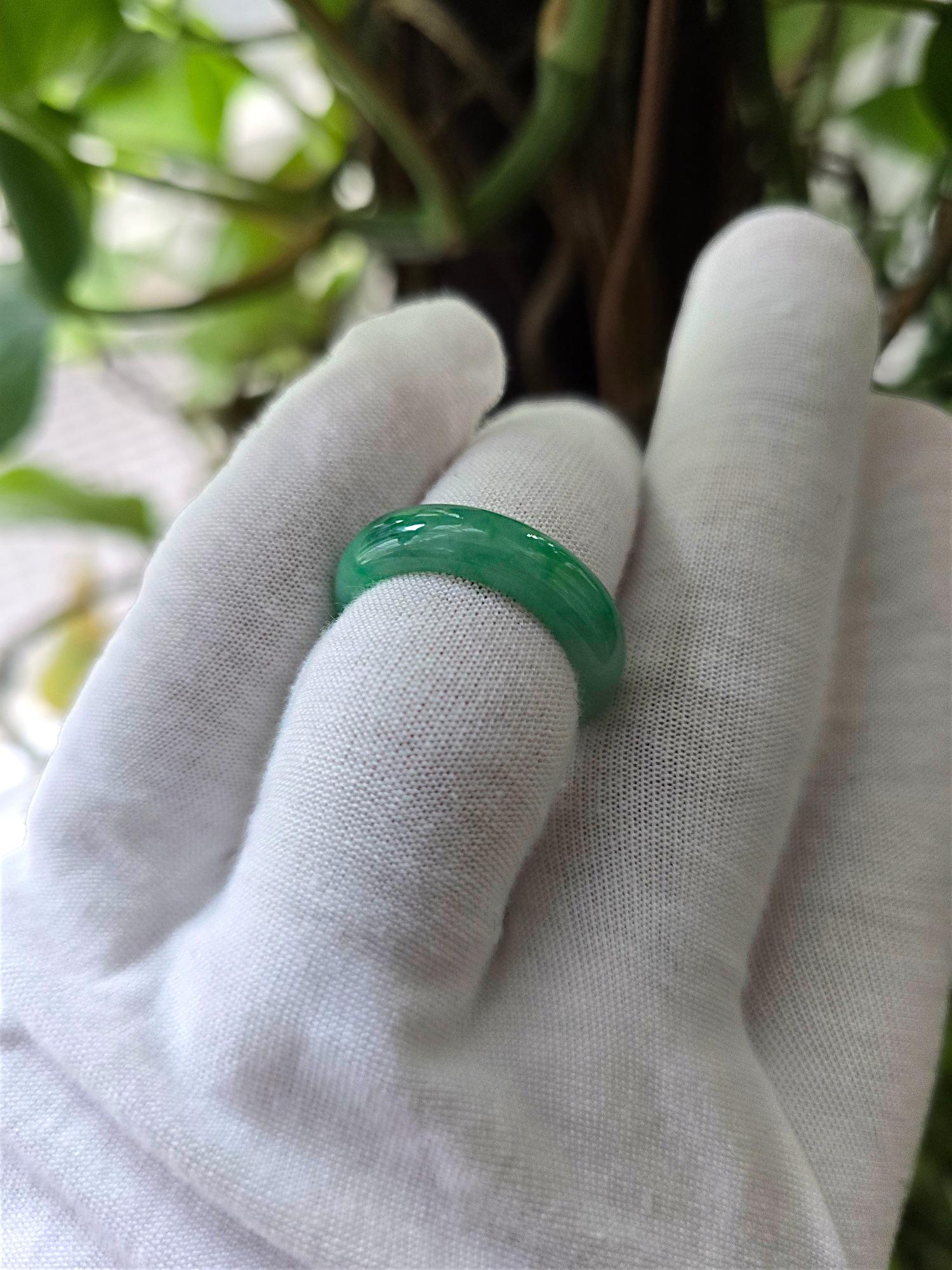 Bague à anneau Infinity certifiée A-Jadeite de maîtres birmans (Unisex - Bague cocktail) en vente 5
