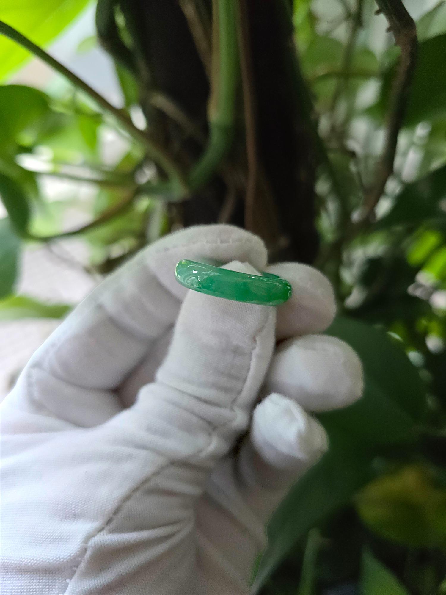 Bague à anneau Infinity certifiée A-Jadeite de maîtres birmans (Unisex - Bague cocktail) en vente 4