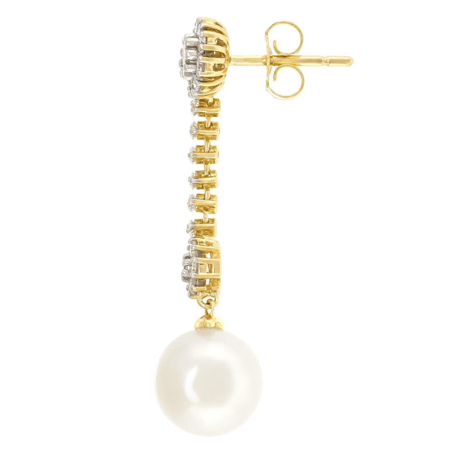 Mastoloni Pearl and Diamond Chandelier Earrings For Sale 2