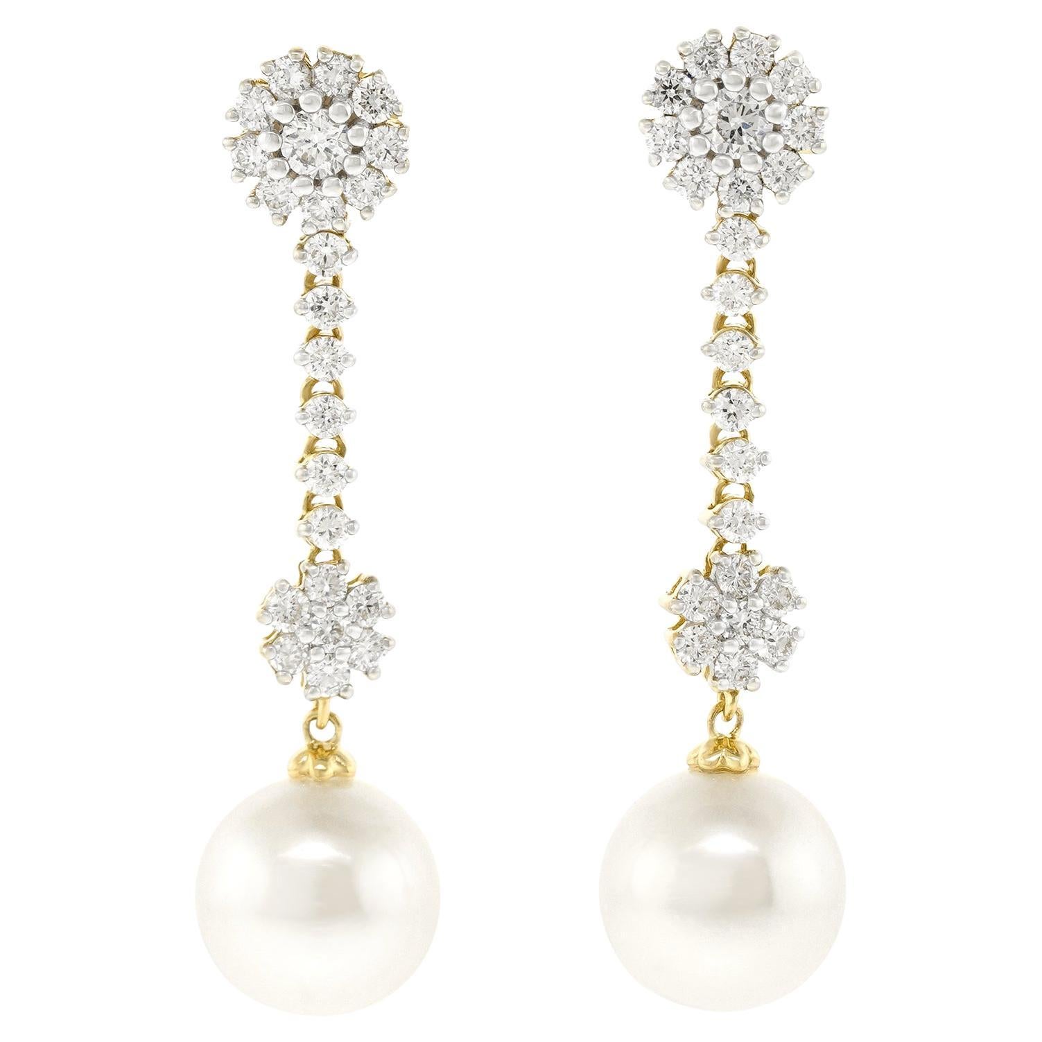 Mastoloni Pearl and Diamond Chandelier Earrings For Sale
