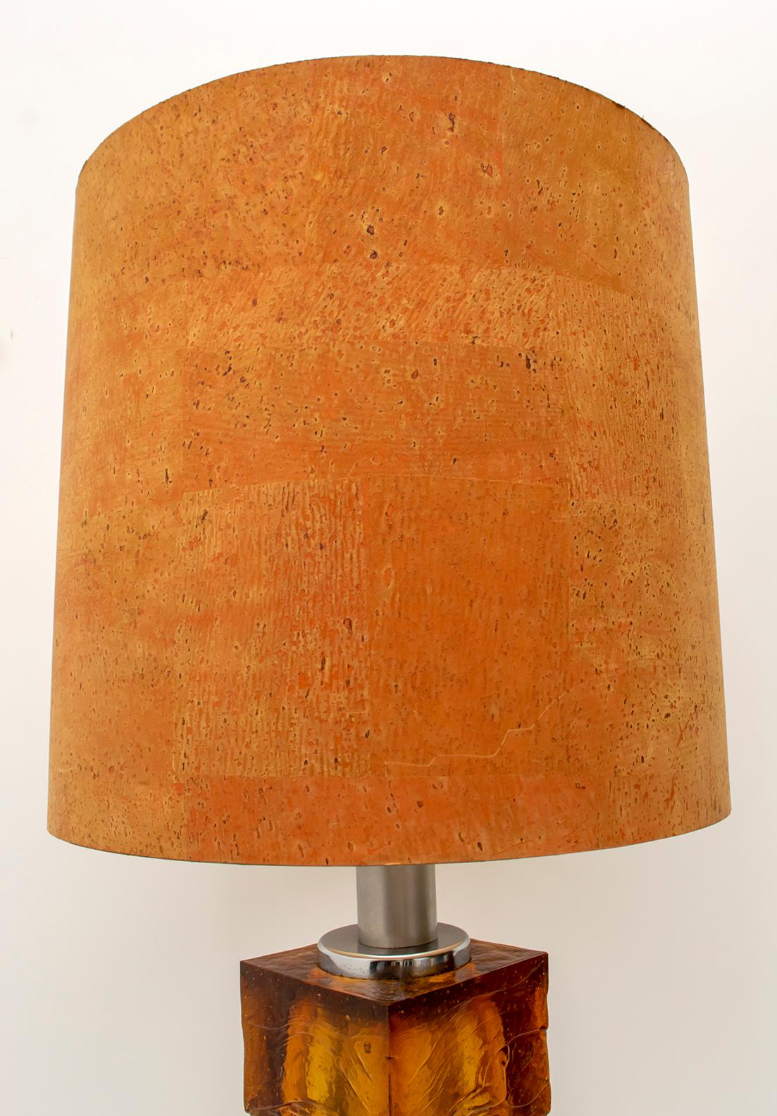 Mastri Vetrai Mid-Century Modern Italian Amber Murano Glass Table Lamp, 1960 4