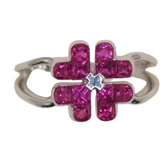 Masumi Kasahara Ruby Cluster K18 White Gold Designer Fashion Ring
