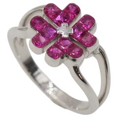 Masumi Kasahara Ruby Cluster K18 White Gold Designer Fashion Ring