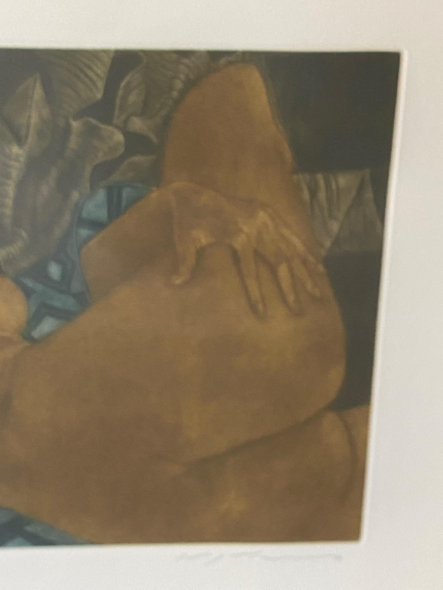 Masuo Ikeda Signé Edition Limitée Encadré Mezzotint Japonais Erotique Venus Bon état - En vente à Studio City, CA
