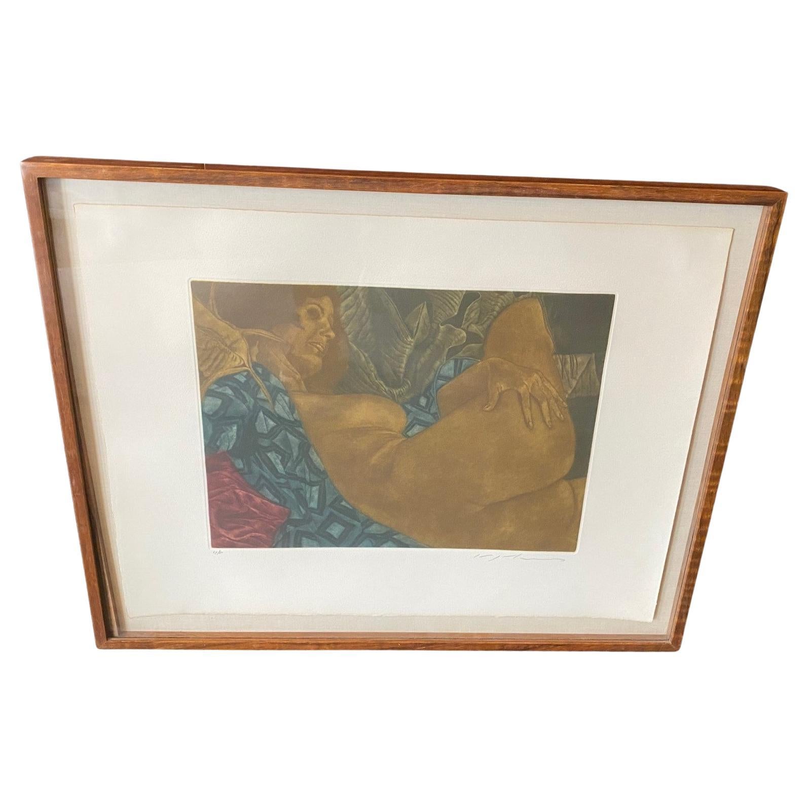 Masuo Ikeda Signé Edition Limitée Encadré Mezzotint Japonais Erotique Venus en vente