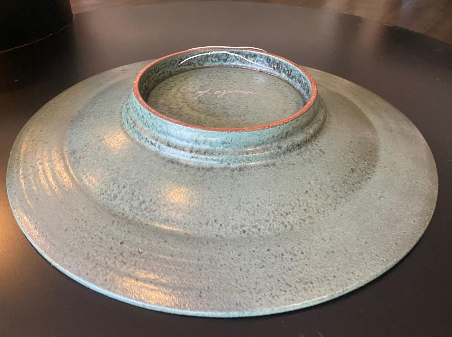 Masuo Ojima Firmato Grande Studio Pottery Giapponese Asiatico in Ceramica Modernista Caricabatterie in vendita 5