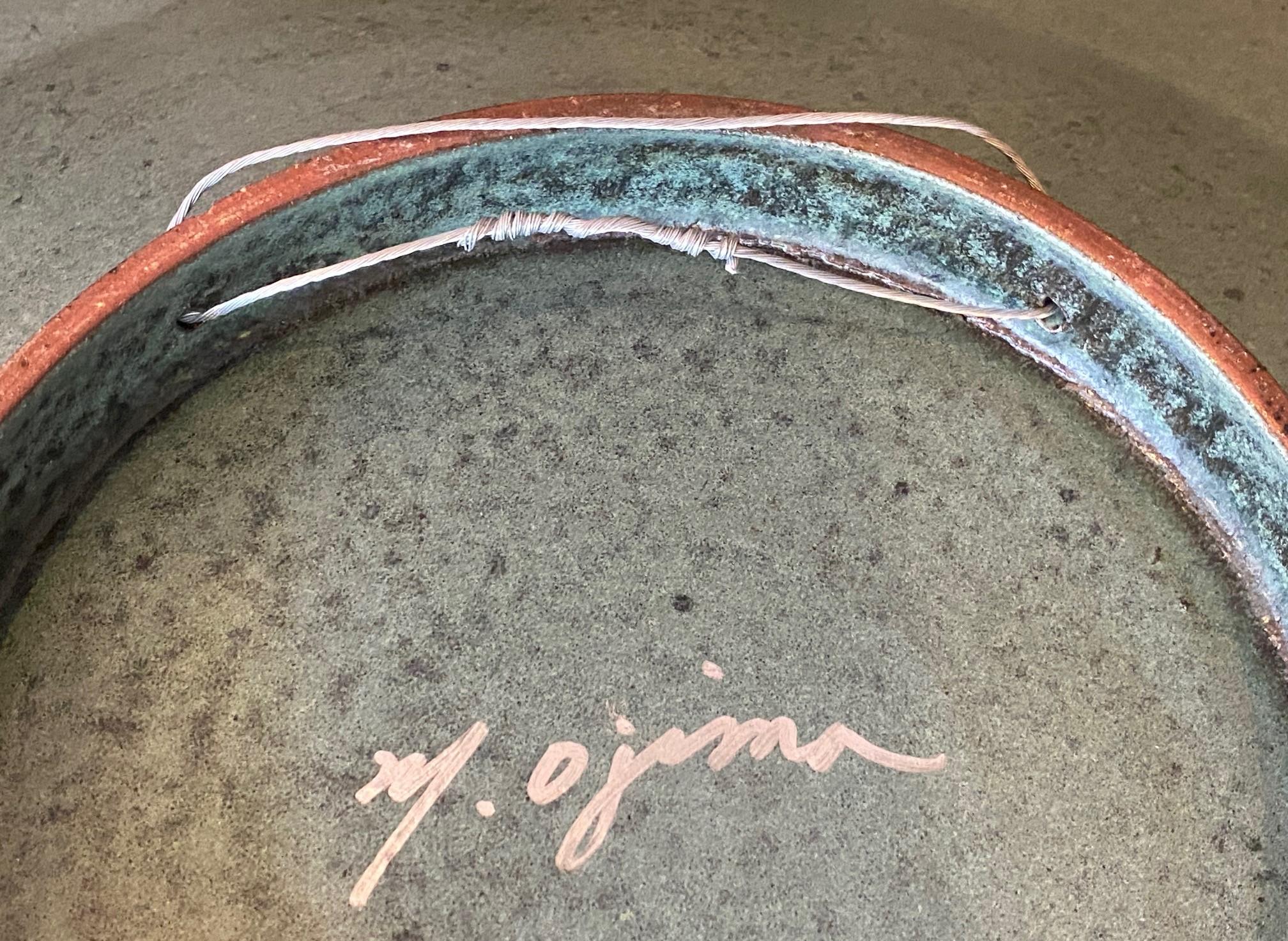 Masuo Ojima Firmato Grande Studio Pottery Giapponese Asiatico in Ceramica Modernista Caricabatterie in vendita 8