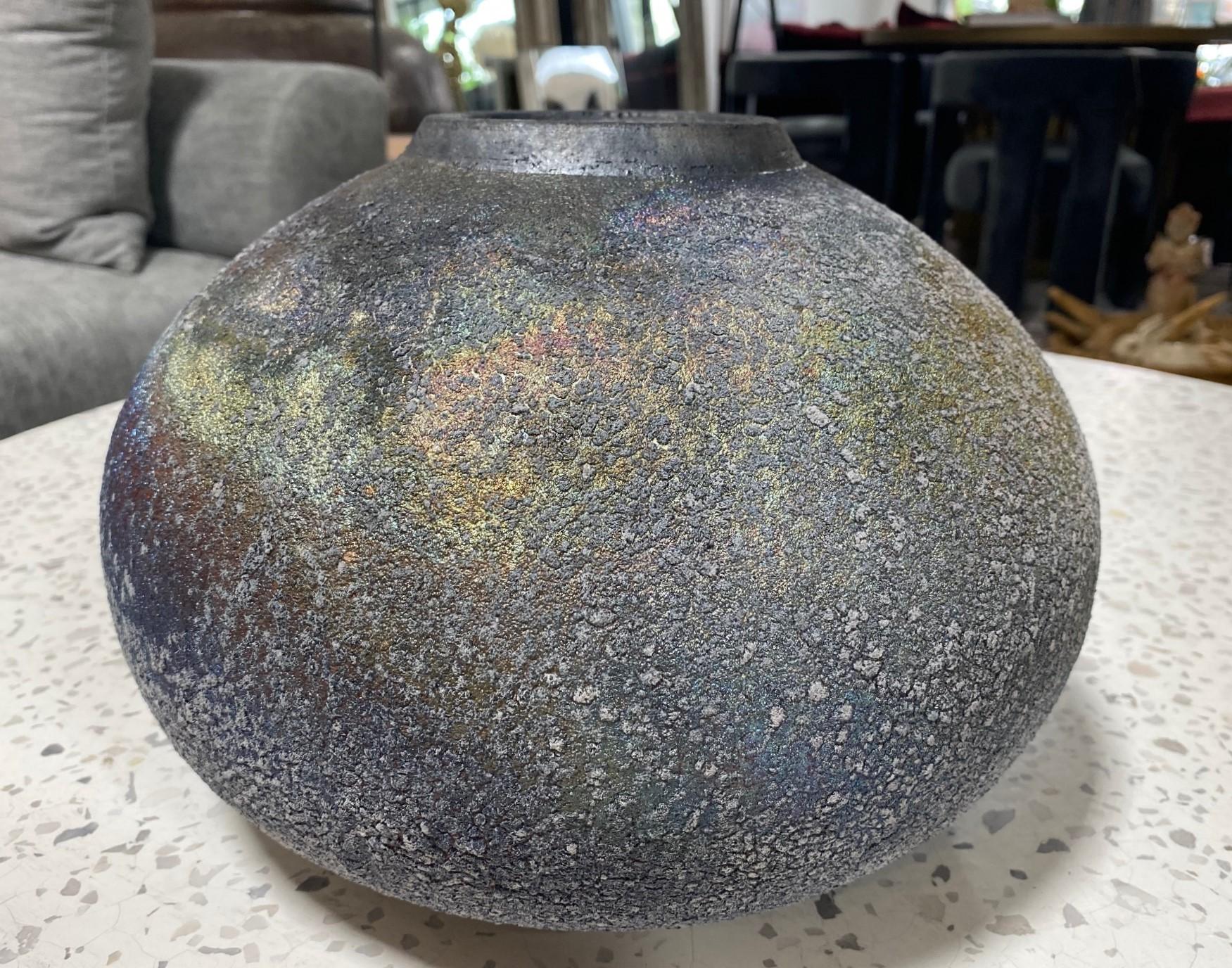 Masuo Ojima Signed Large Japanese Asian Wood Fired Studio Pottery Ceramic Vase For Sale 4