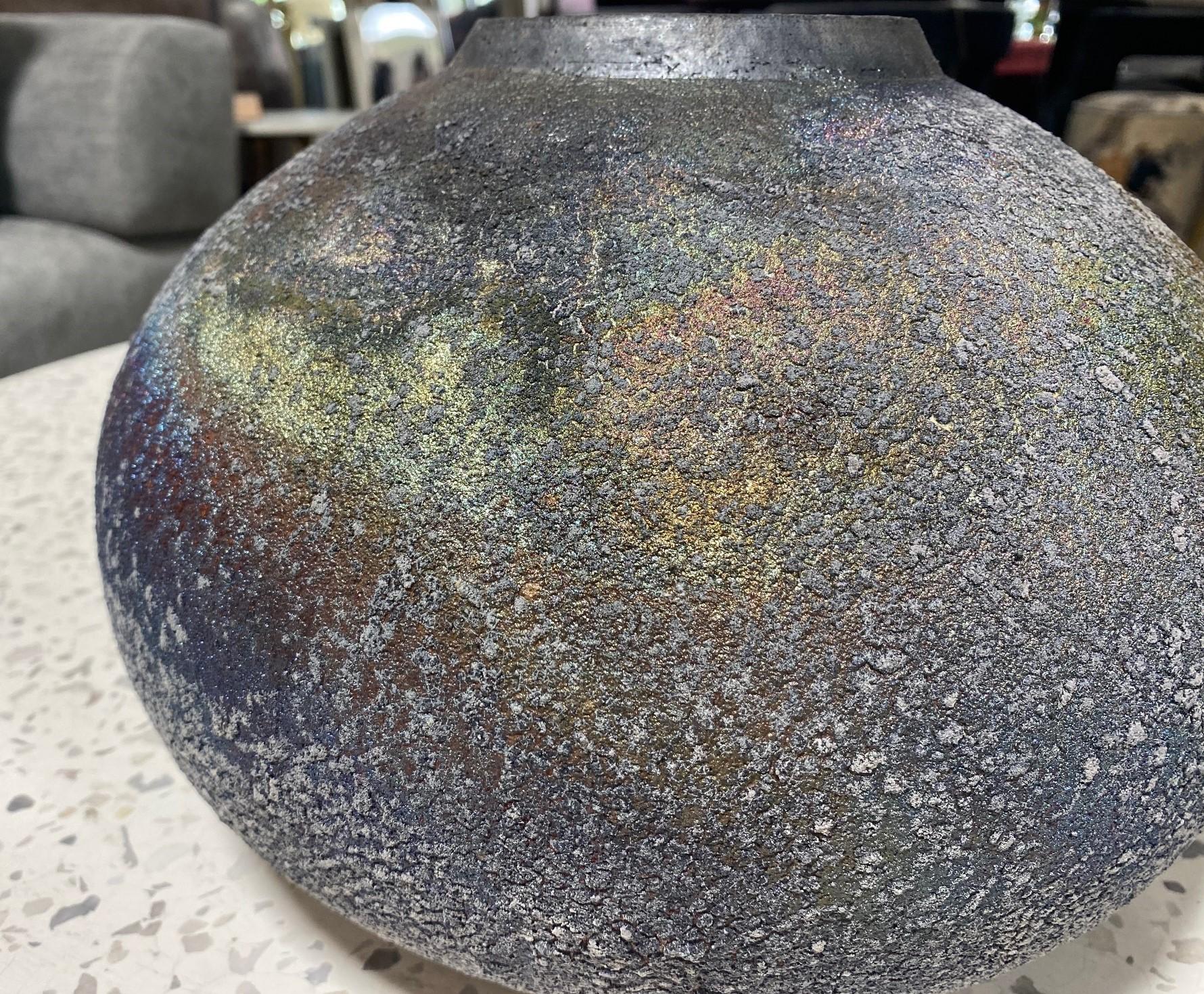 Masuo Ojima Signed Large Japanese Asian Wood Fired Studio Pottery Ceramic Vase For Sale 5