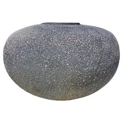 Grand vase en céramique japonaise asiatique cuite au feu de bois signé Masuo Ojima