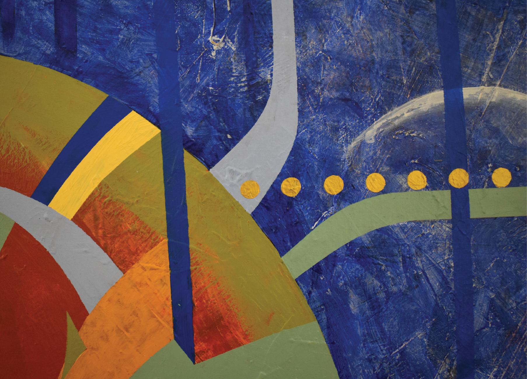L'oro blu _ pittura astratta geometrica d'avanguardia - Painting Astrattismo geometrico di Mat Ali Mat Som