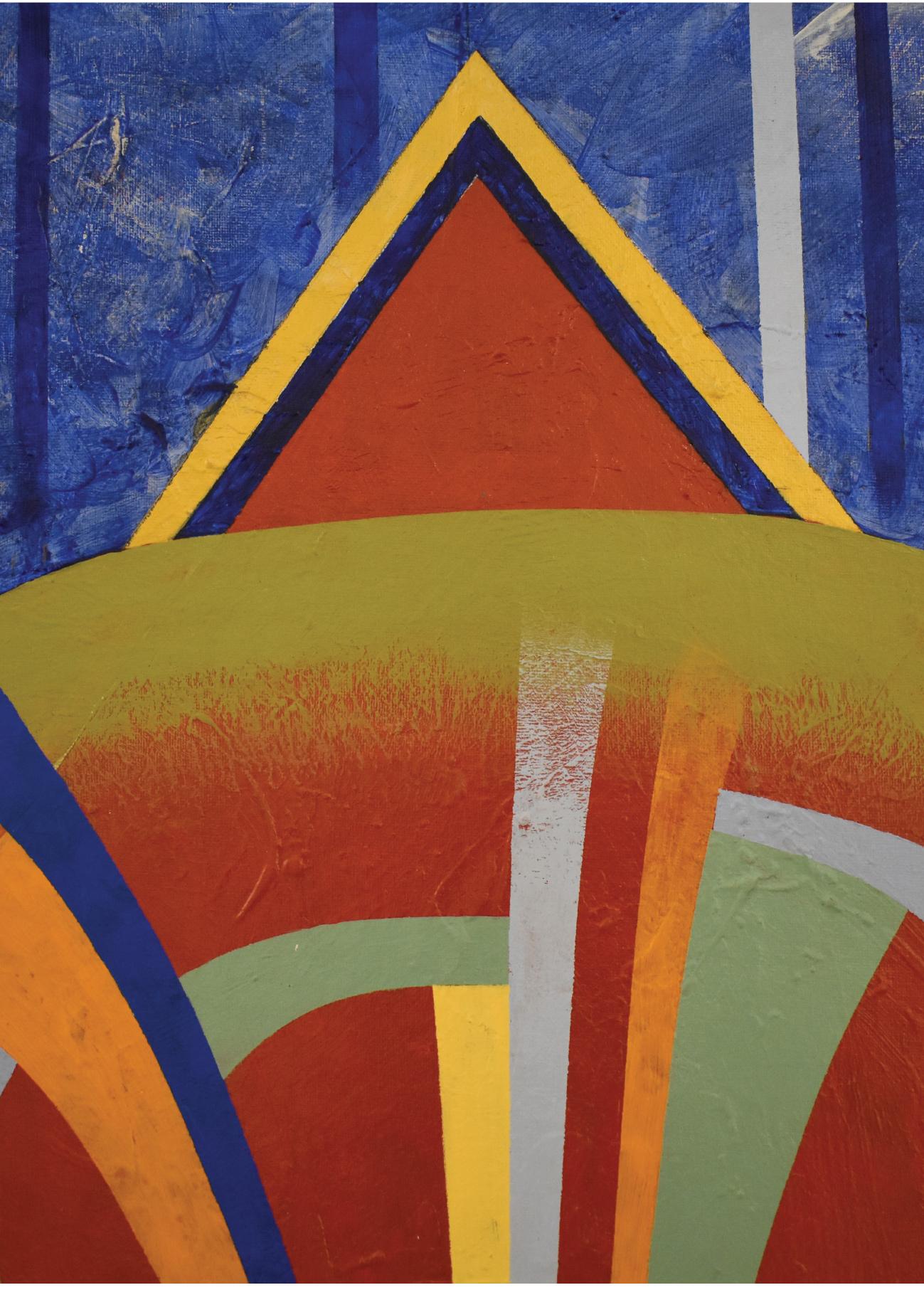 L'oro blu _ pittura astratta geometrica d'avanguardia - Abstract Painting Marrone di Mat Ali Mat Som