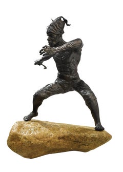 Colek Kerambit, Alloy made historical warrior table sculpture on unique stone