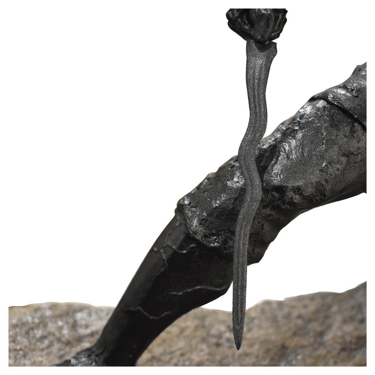 Rimau Serokan_ metal made warrior holds a curvy blade, a table sculpture  - Sculpture by Mat Ali Mat Som