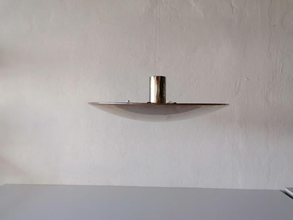 Mat Chromed Brass Large Flushmount by Florian Schulz, 1970s, Germany In Good Condition In Hagenbach, DE