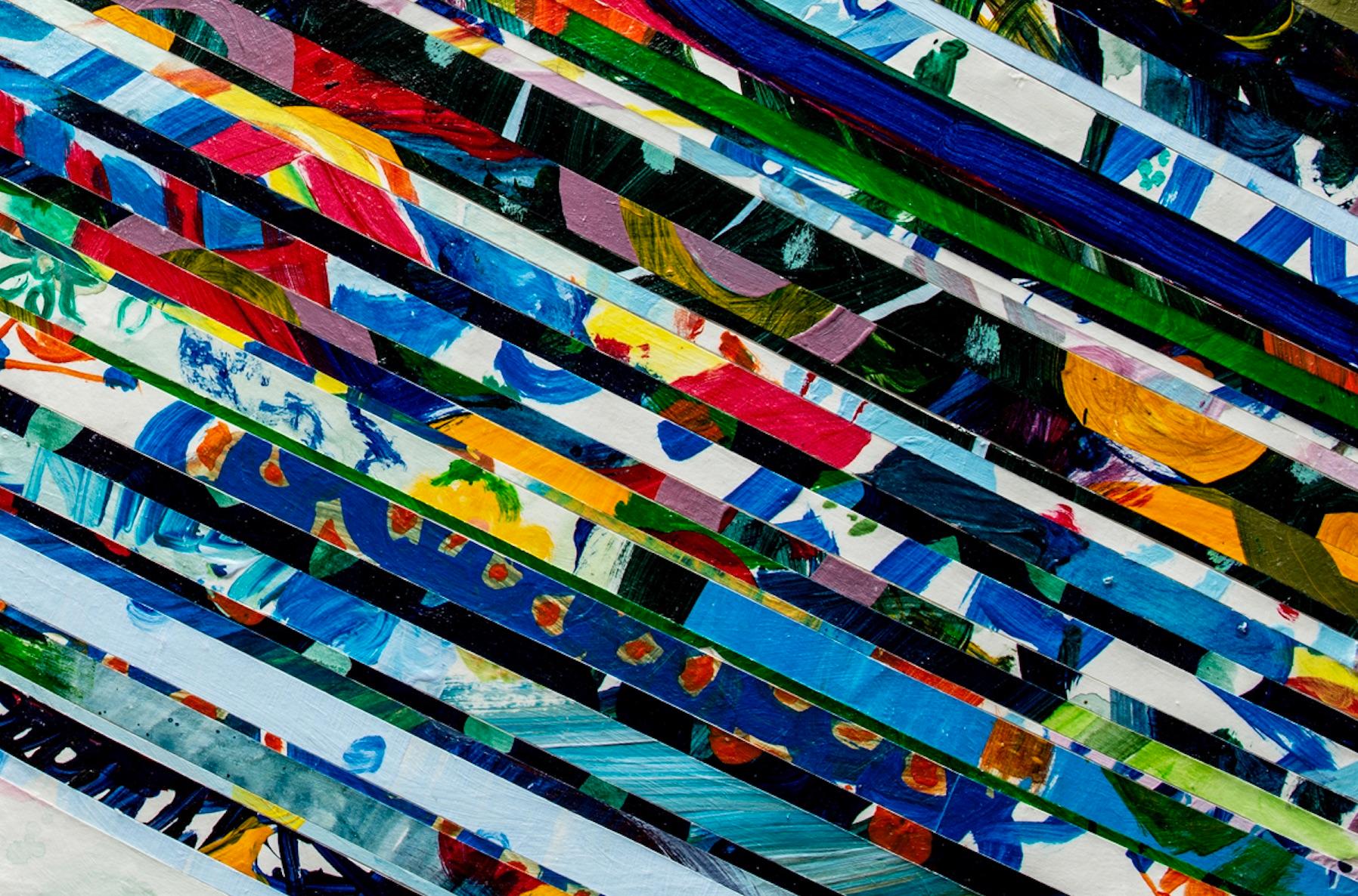 Free Paint: pittura astratta geometrica con collage in blu, ispirata a Matisse - Abstract Painting Blu di Mat Tomezsko