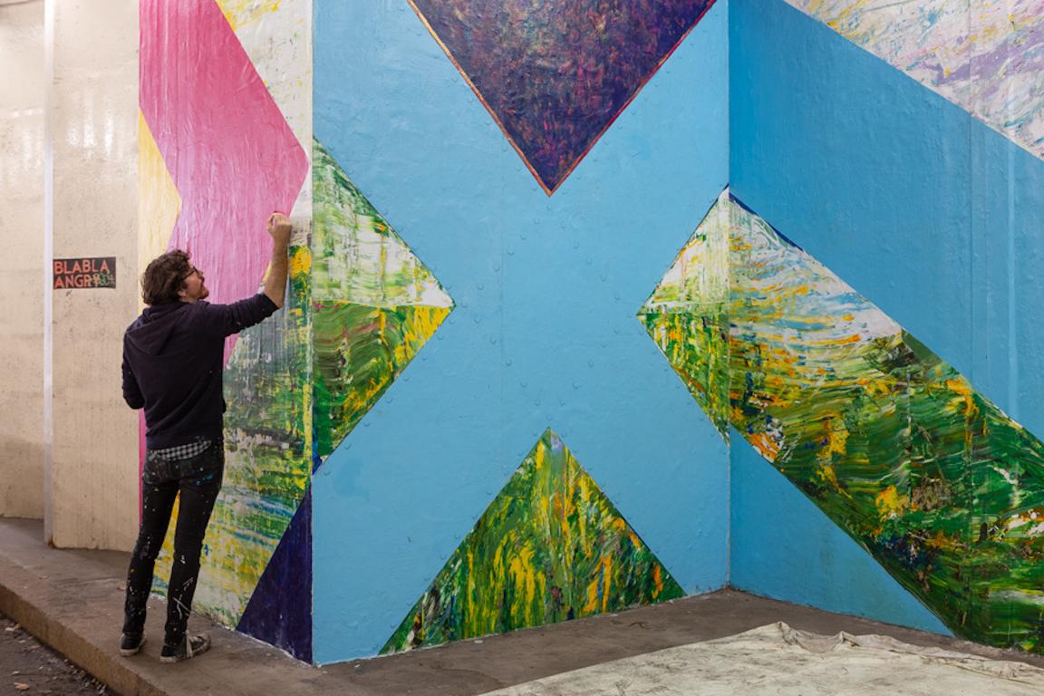 NOW III: zeitgenössische abstrakte Mixed-Media-Straßenkunst; Graffiti, Text im Angebot 1