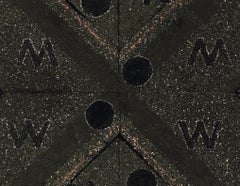 NOW IV - pittura astratta di street art a tecnica mista con asfalto nero e graffiti