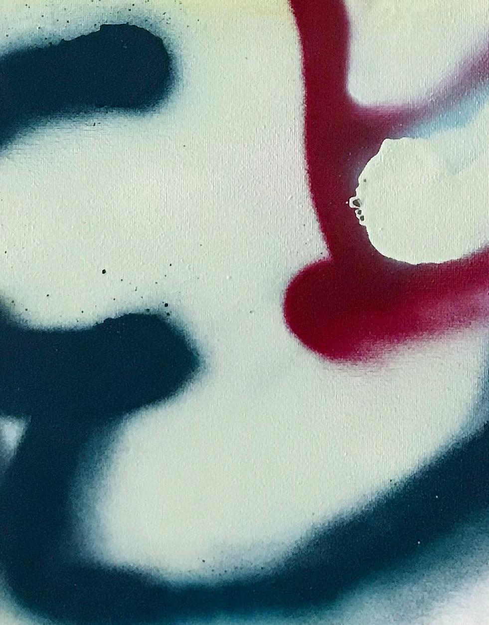 Real Fire: abstraktes Gemälde mit Sprühfarbe-Graffiti-Tag in Rot und Schwarz (Abstrakt), Painting, von Mat Tomezsko