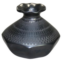 Mata Ortiz Casa Grandes Black on Black Pottery Vase C1920