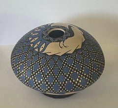 Mata Ortiz Geometric Pottery Vase by Emila Villa