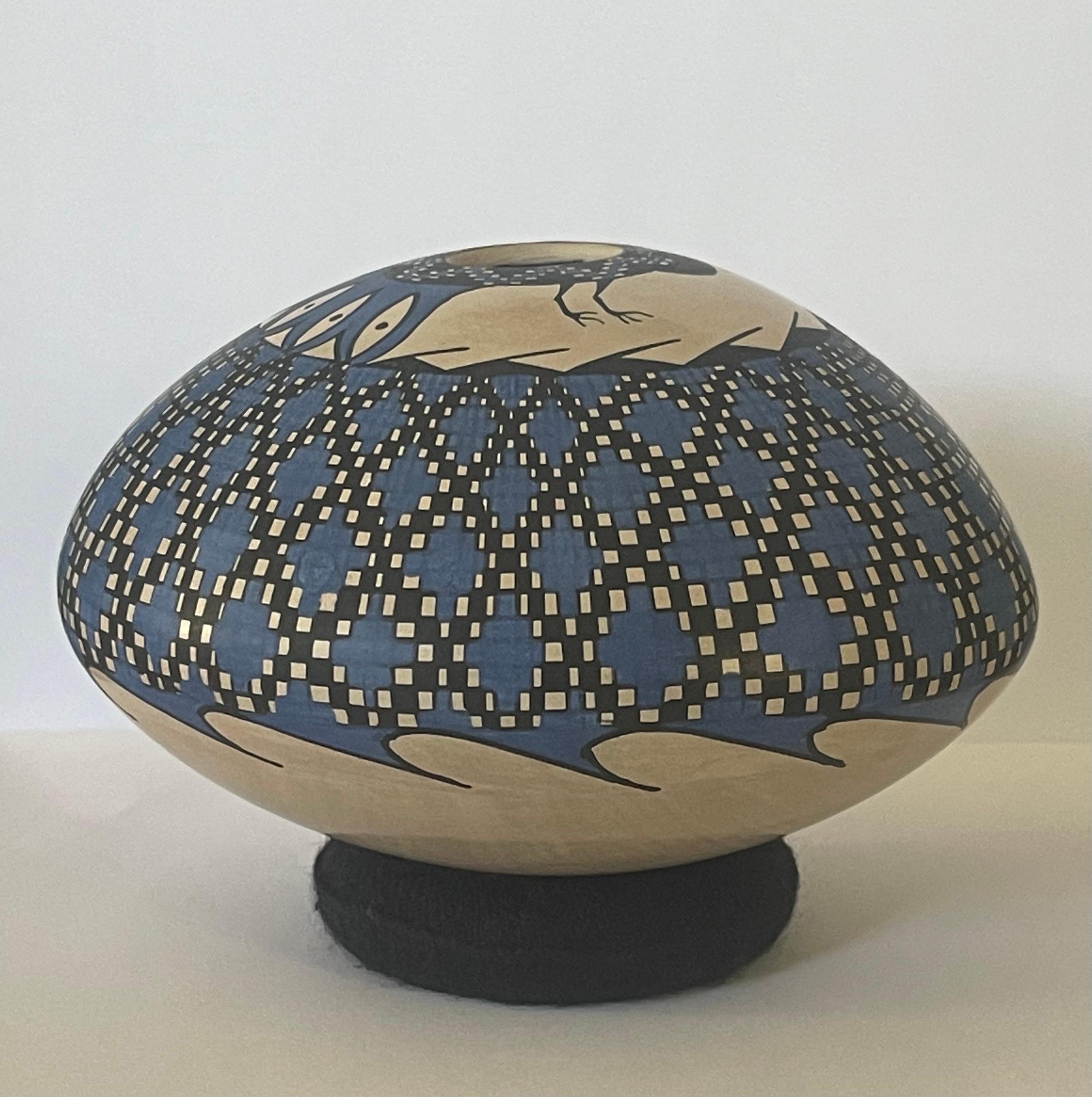 Messicano Vaso geometrico in ceramica Mata Ortiz di Emila Villa in vendita
