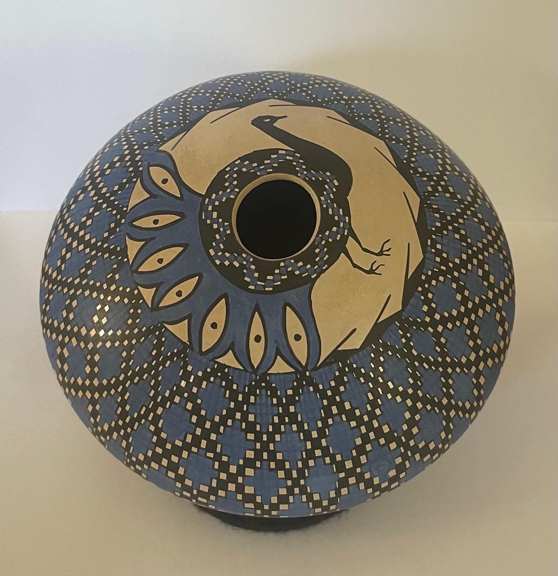 Mata Ortiz Vase géométrique en poterie par Emila Villa en vente 2