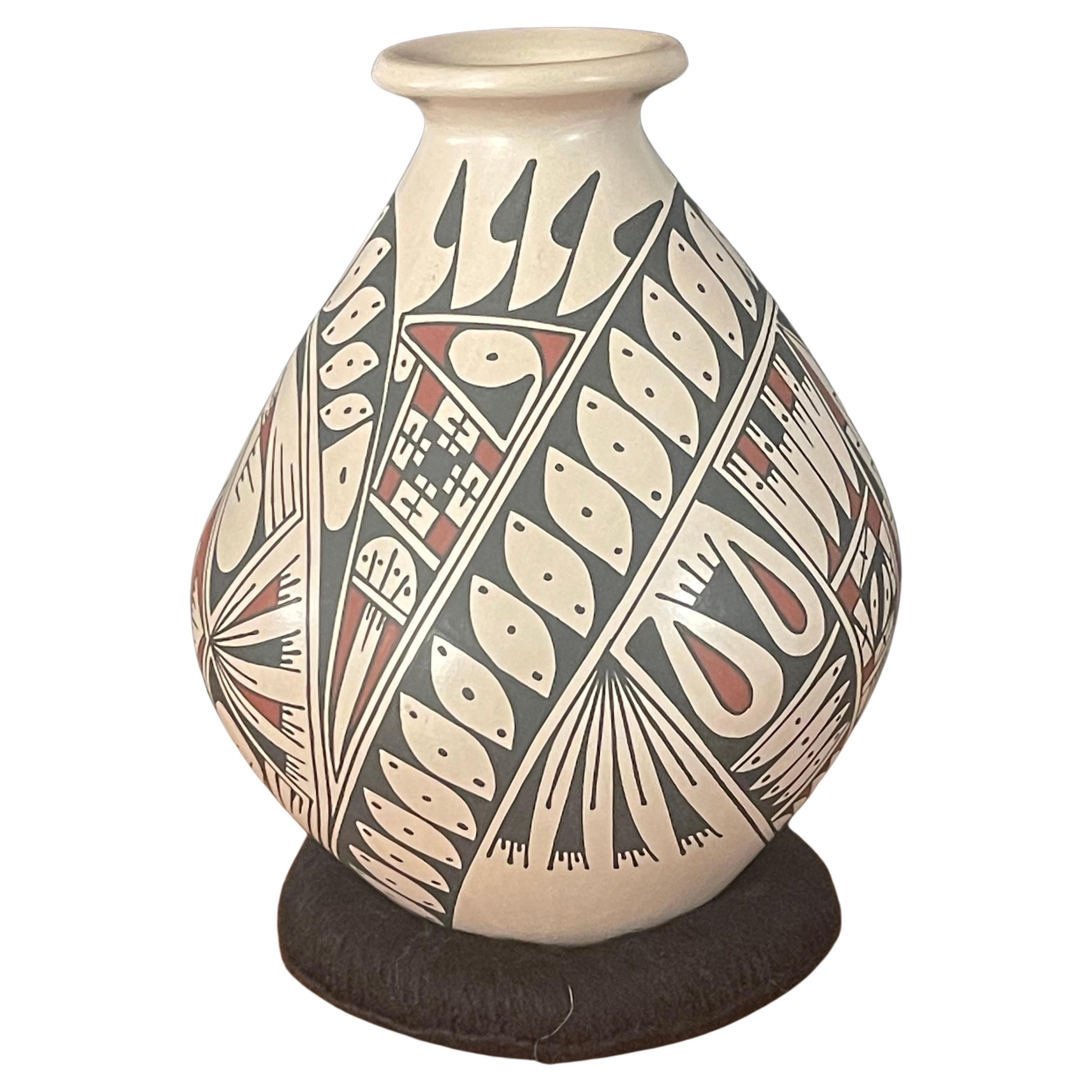 Mata Ortiz Polychrome Pottery Vase by Oscar Quezada For Sale