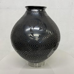 Mata Ortiz Black Pottery Esperanza Tena Casas Grandes Vaso d'arte geometrica Messico