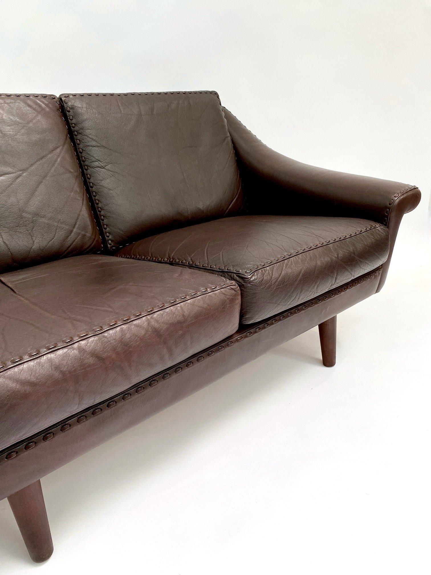 'Matador' Dark Brown Leather 2 Seater Sofa by Aage Christiansen 4