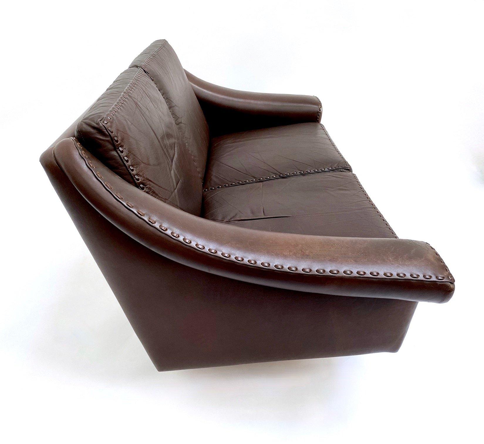 Mid-Century Modern 'Matador' Dark Brown Leather 2 Seater Sofa by Aage Christiansen