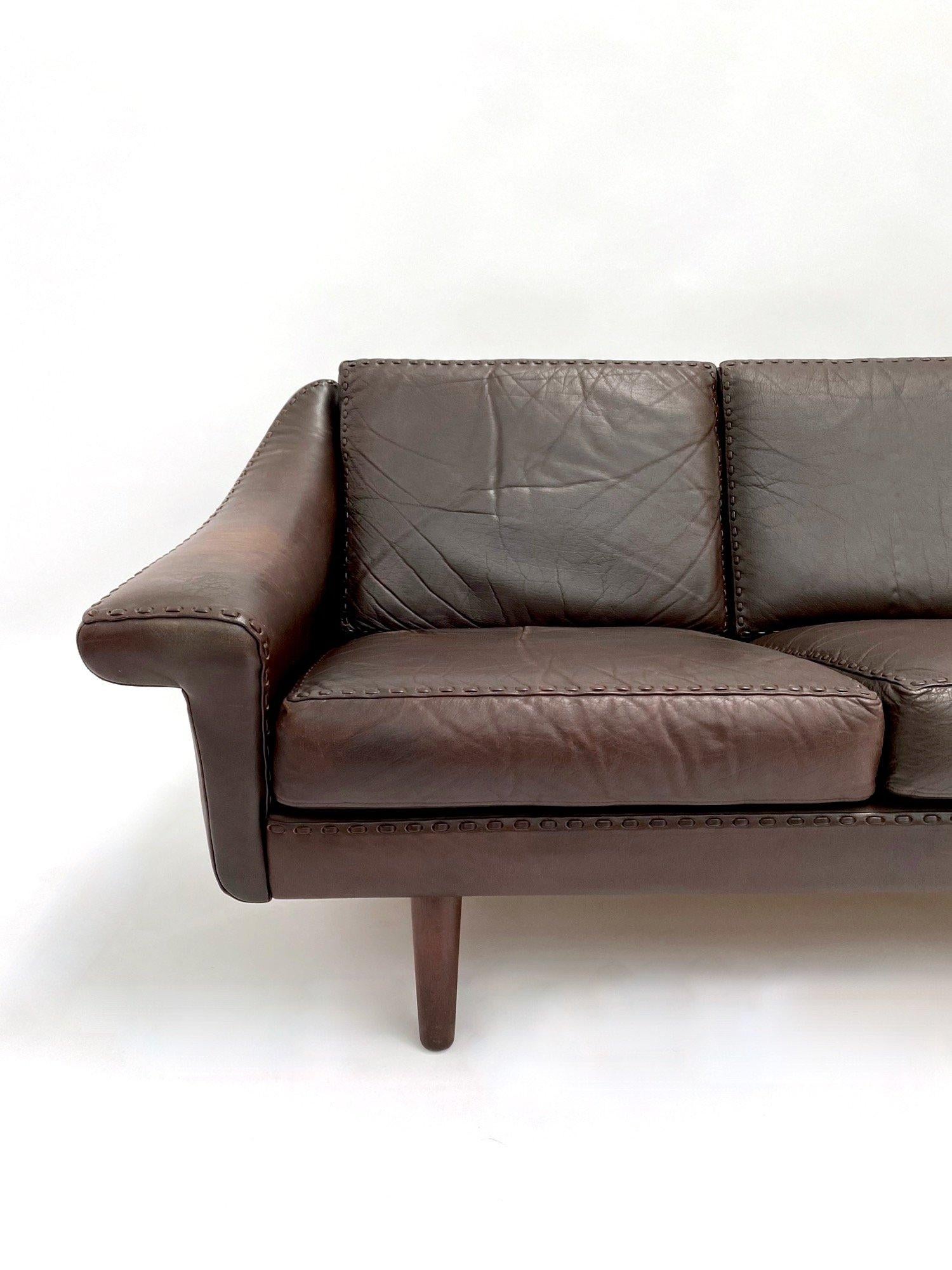 Danish 'Matador' Dark Brown Leather 2 Seater Sofa by Aage Christiansen