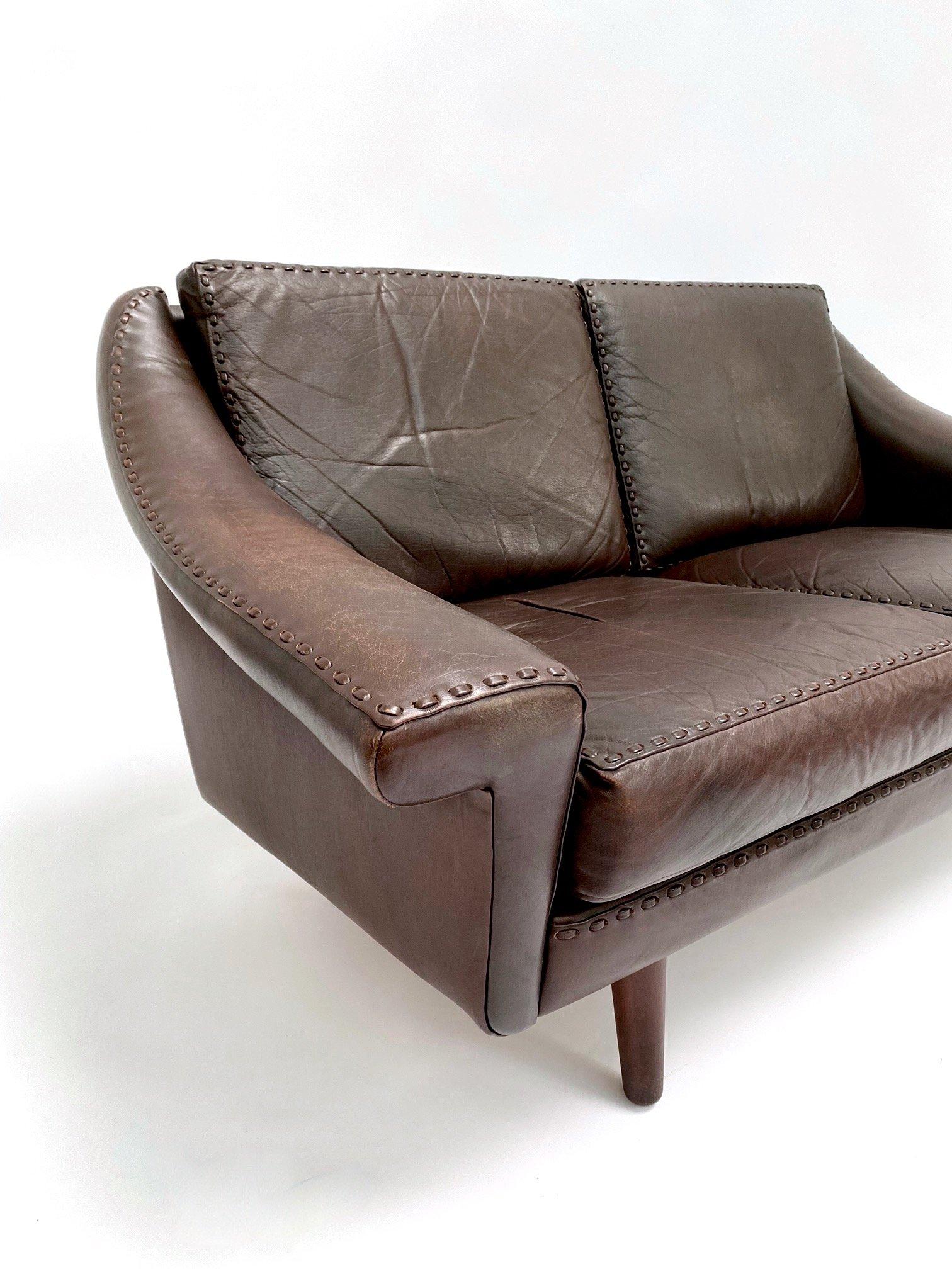 'Matador' Dark Brown Leather 2 Seater Sofa by Aage Christiansen In Excellent Condition In London, GB