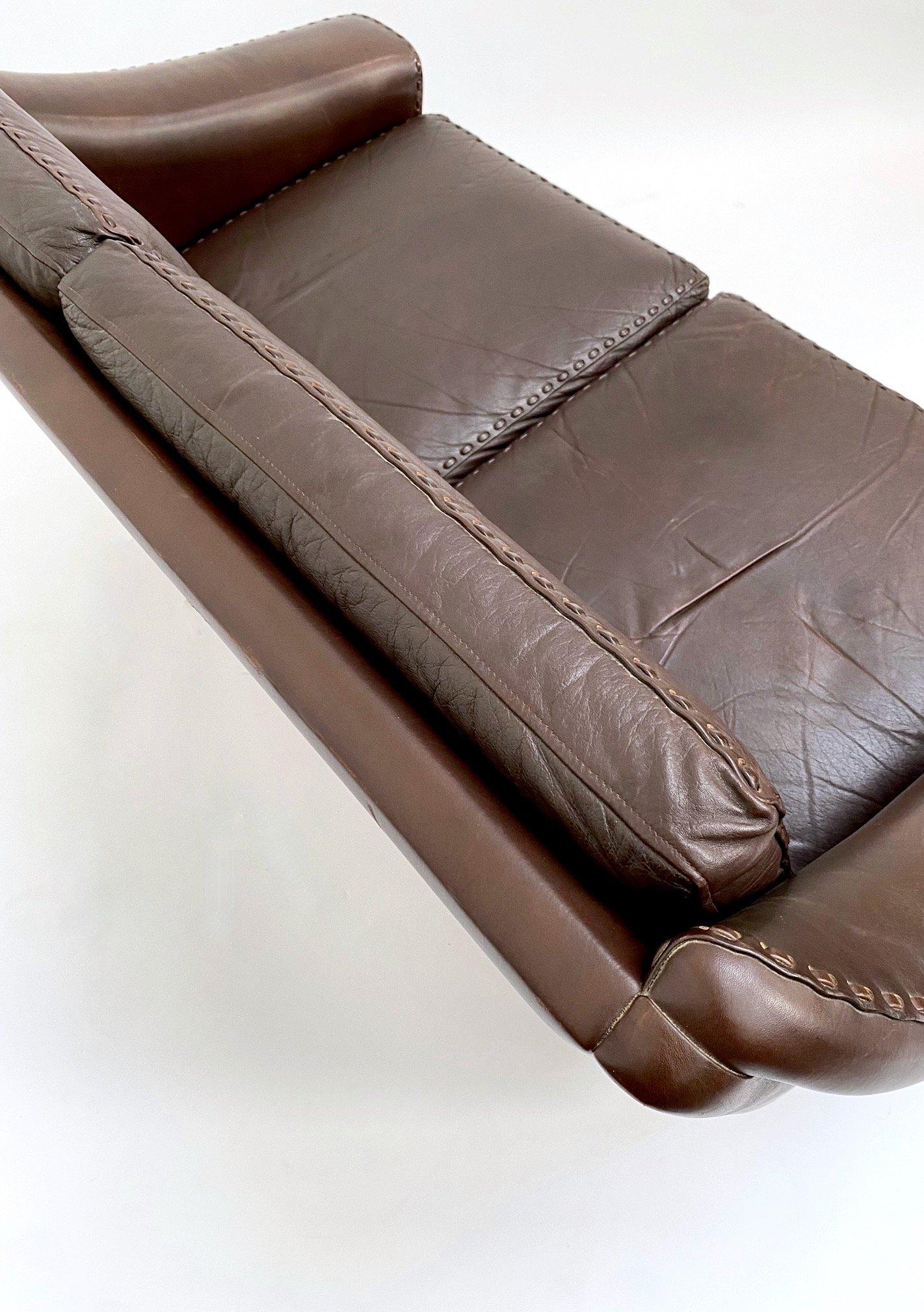 'Matador' Dark Brown Leather 2 Seater Sofa by Aage Christiansen 1