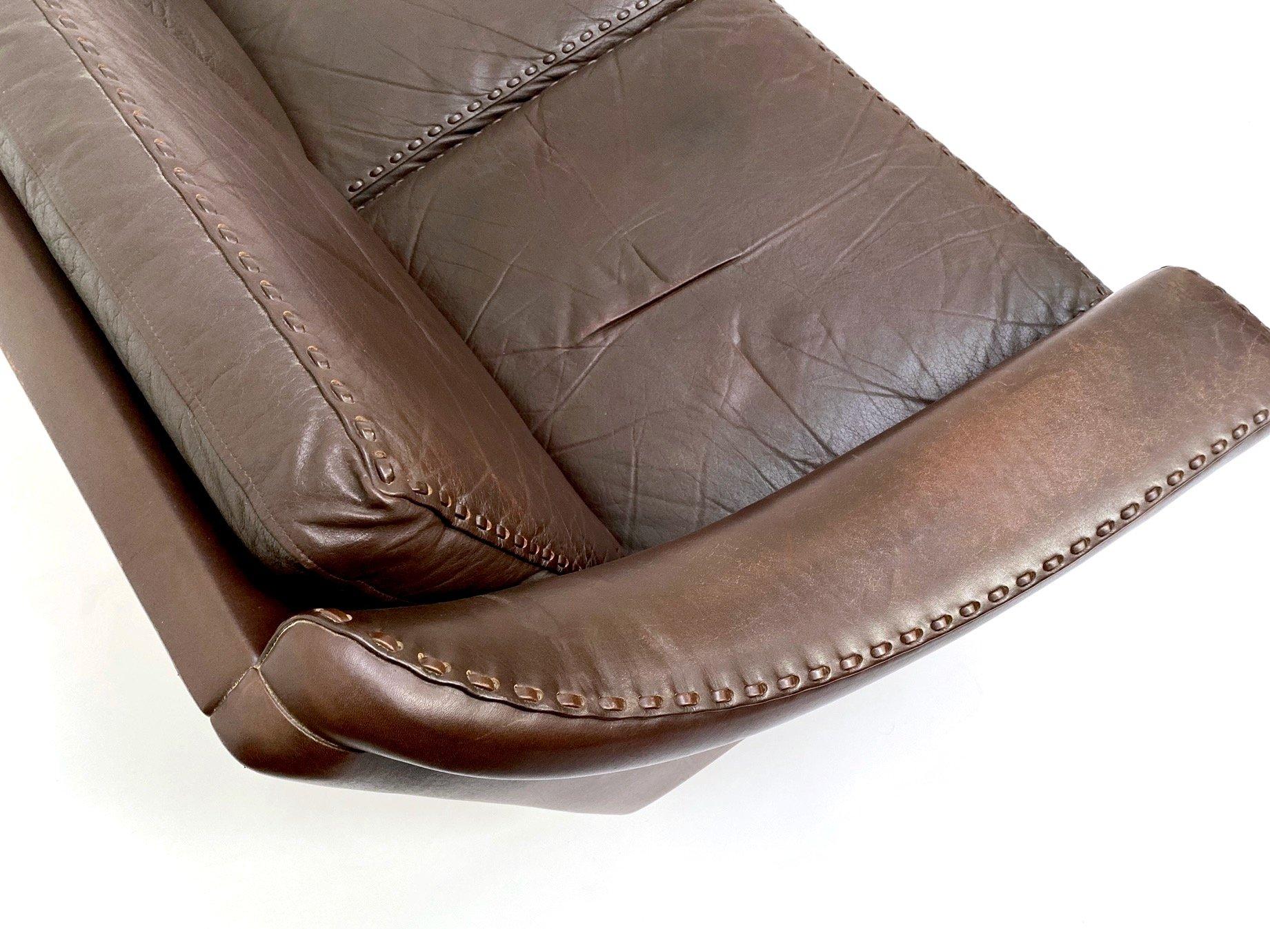 'Matador' Dark Brown Leather 2 Seater Sofa by Aage Christiansen 2