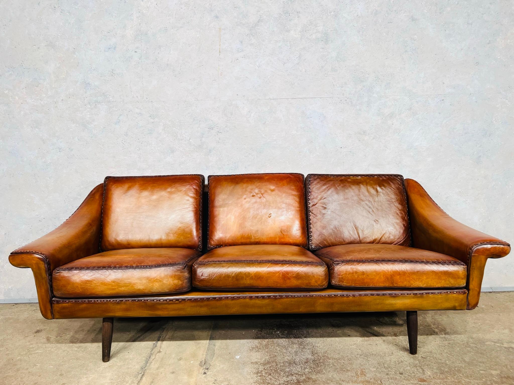 Matador Leather 3 Seater Sofa by Aage Christiansen for Eran 1960s #642 For Sale 5